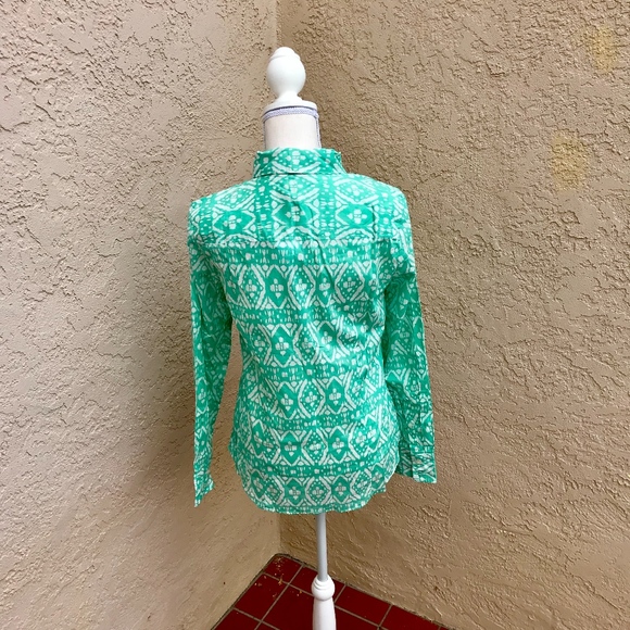 J Crew green & white button down shirt - Picture 3 of 3